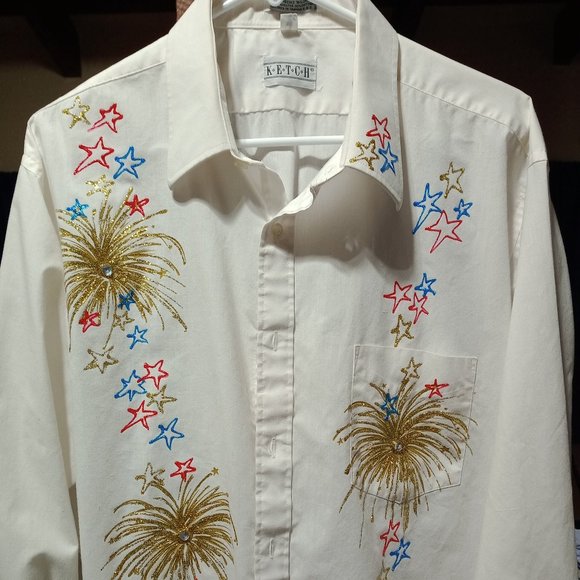 KETCH Single Needle Tailoring Fireworks Shirt - Picture 1 of 3